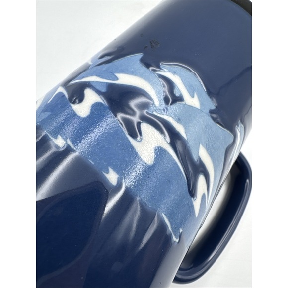 Vtg 70s Otagiri Coffee Mug Cup Blue Dolphins Riding Waves Coastal Nautical Large - Picture 5 of 8